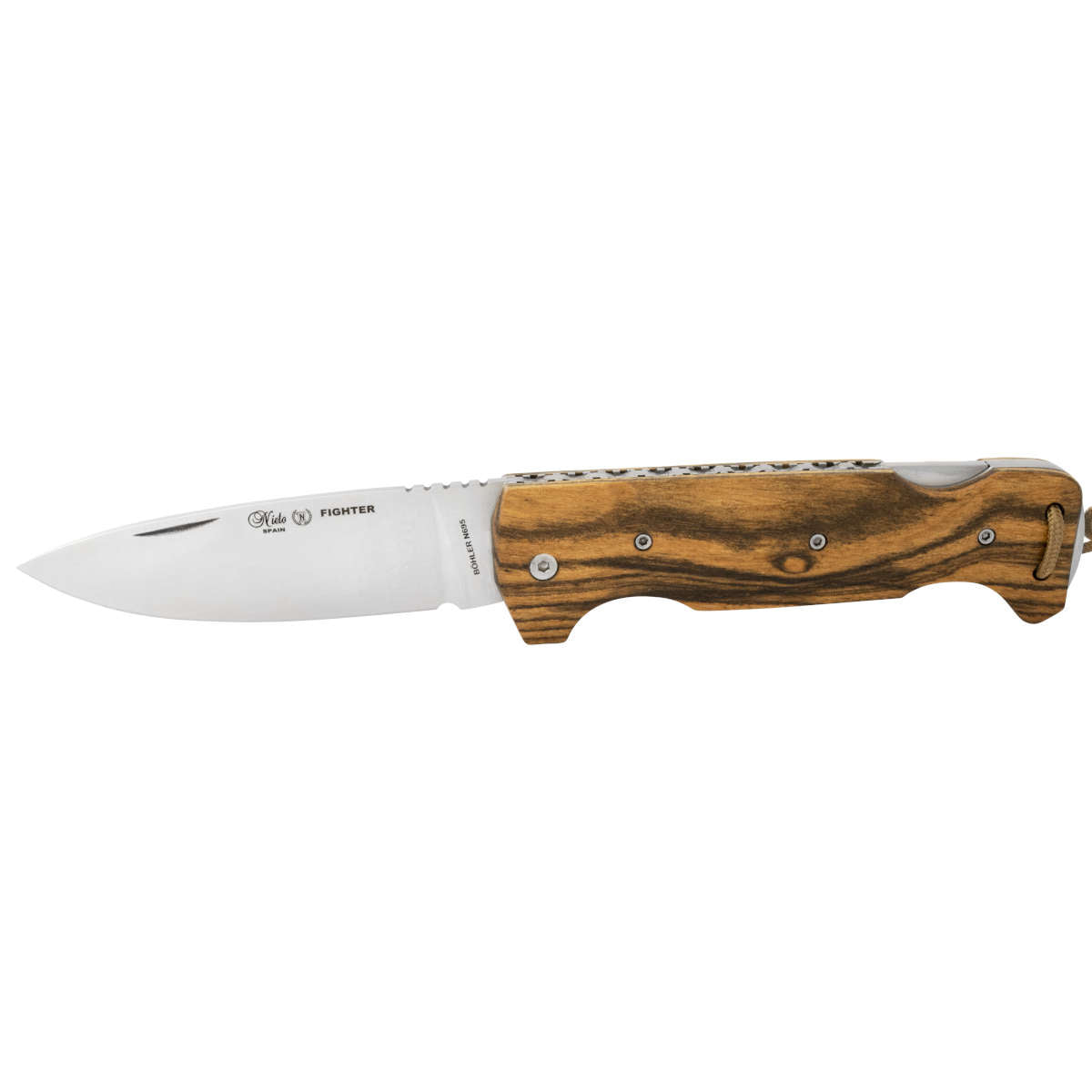 MIGUELNIETO Navaja de Bloqueo Fighter Mango de Kátex y Madera Bocote Acero Inoxidable.