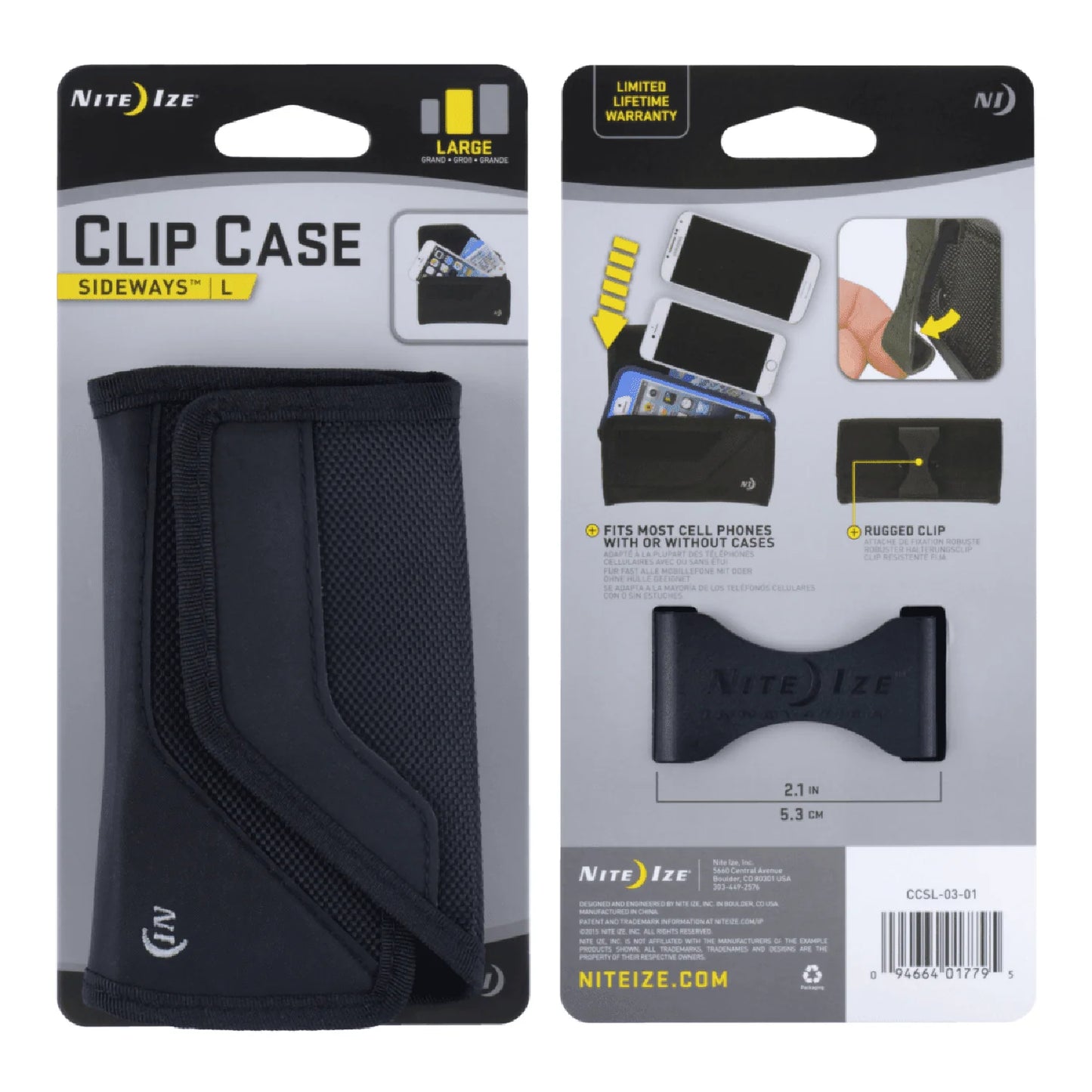 Nite Ize Clip Case Sideways Universal Rugged Holsters L Black USA.