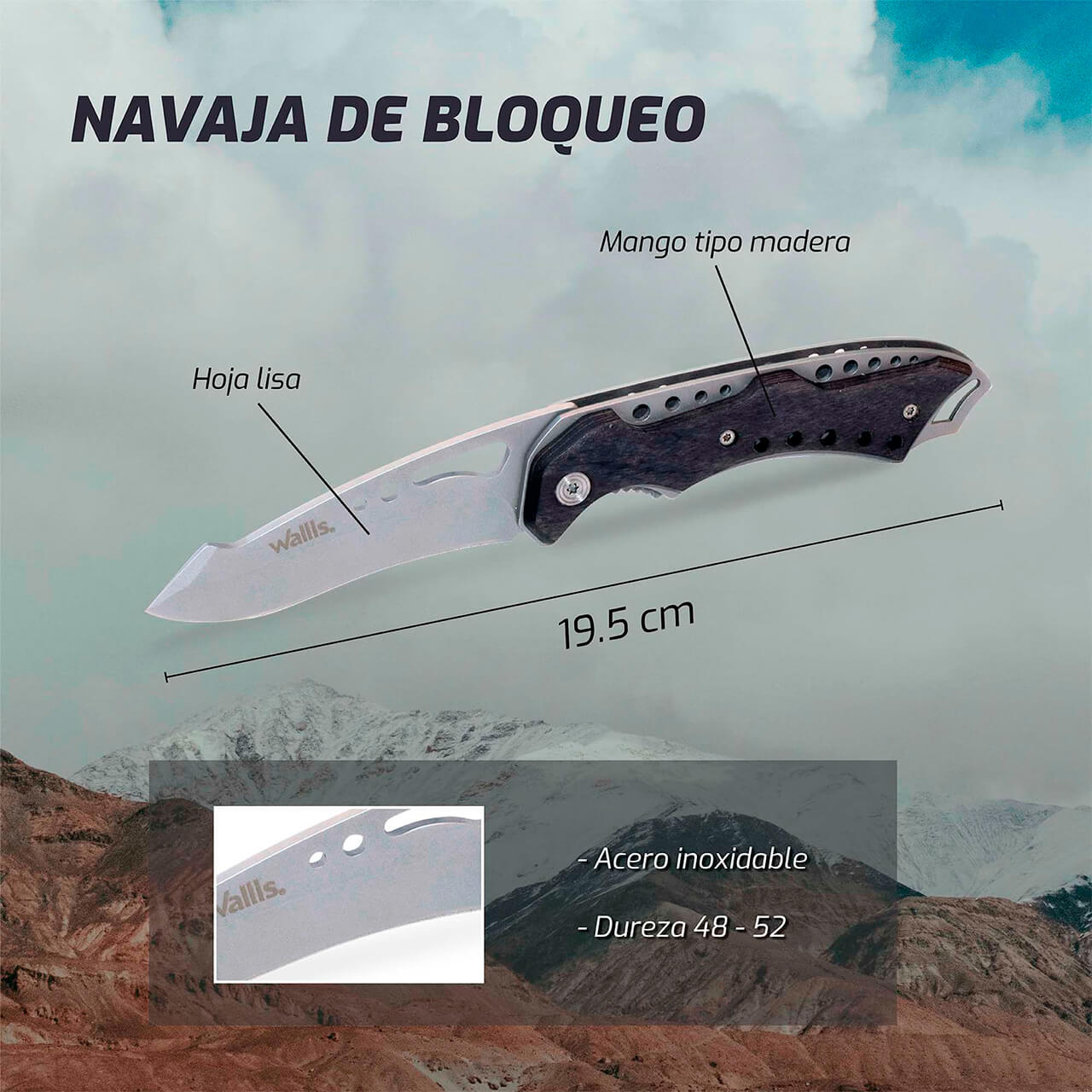 WALLIS Navaja De Bloqueo Con Mango Tipo Madera