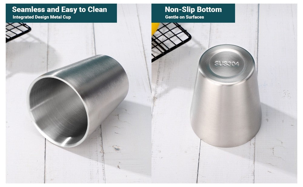 Tazas para beber de Metal de acero inoxidable 304, 4 Uds., tazas de café, doble