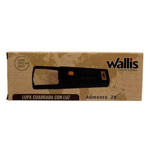 WALLIS Lupa Cuadrada de 2X, de 5.5x5cm, Con Luz, Negro.