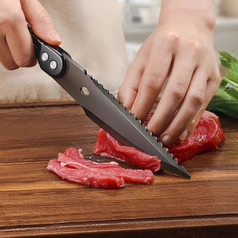 Tijeras de cocina de titanio negro, tijeras fuertes de acero inoxidable para hue