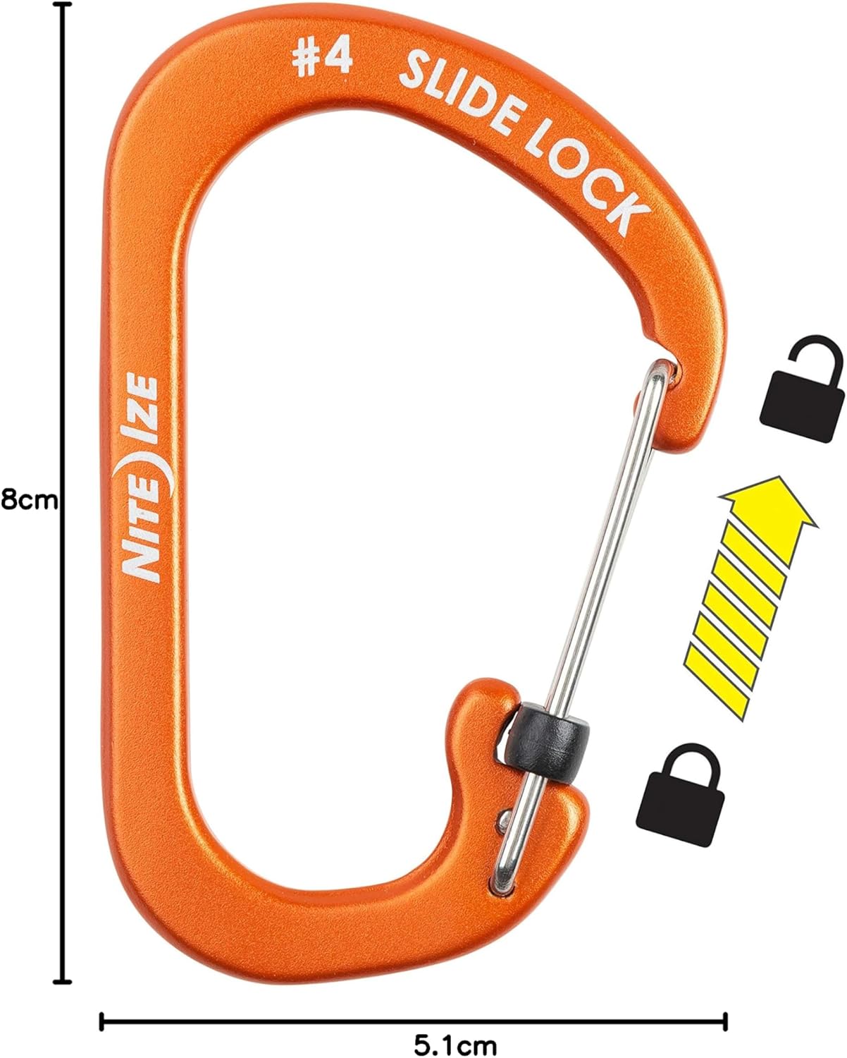 Nite Ize Mosquetón Slidelock® Aluminio Color Naranja #4 USA.