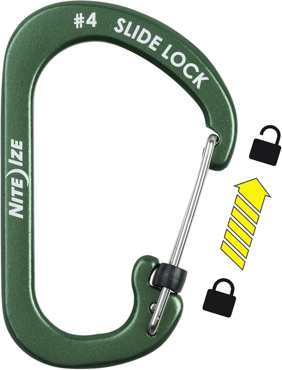 Nite Ize Mosquetón Slidelock® Aluminio Color Verde #4 USA.