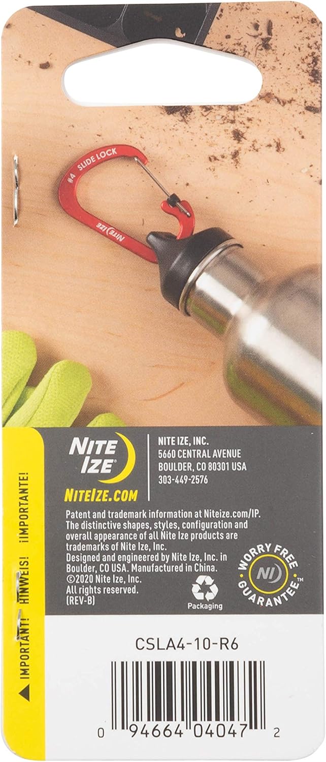 Nite Ize Mosquetón Slidelock® Aluminio Color Rojo #4 USA.