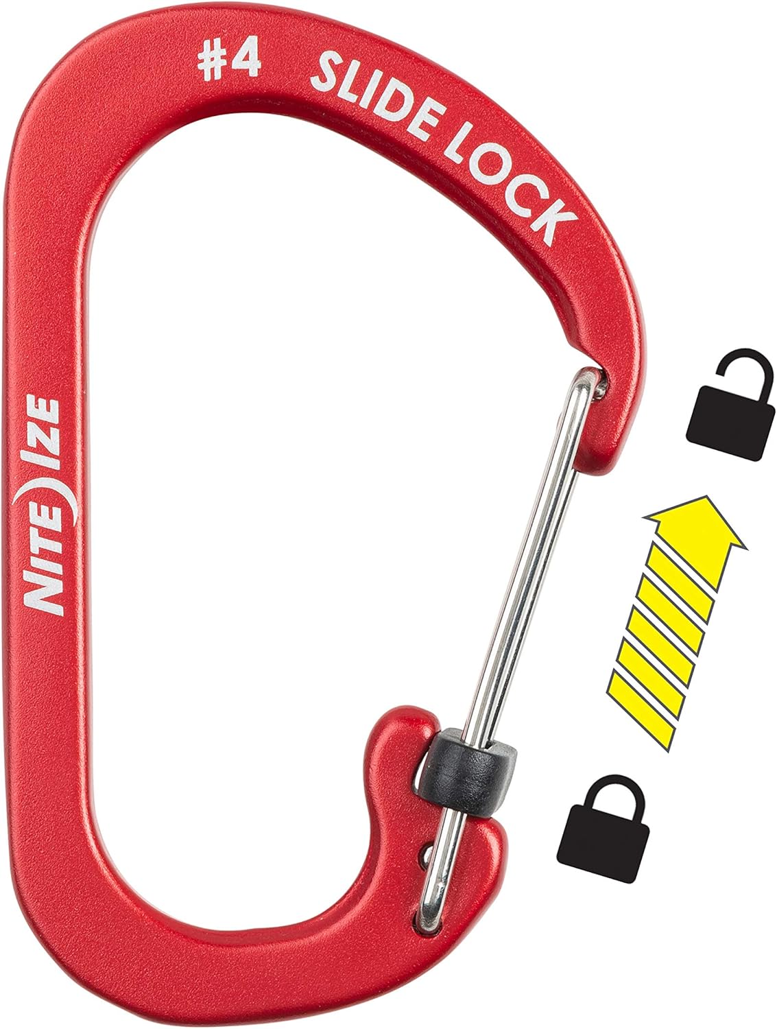 Nite Ize Mosquetón Slidelock® Aluminio Color Rojo #4 USA.