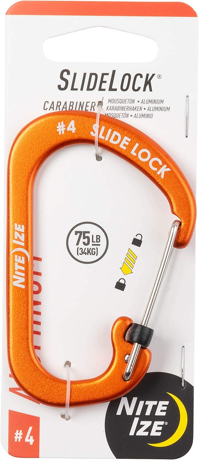 Nite Ize Mosquetón Slidelock® Aluminio Color Naranja #4 USA.