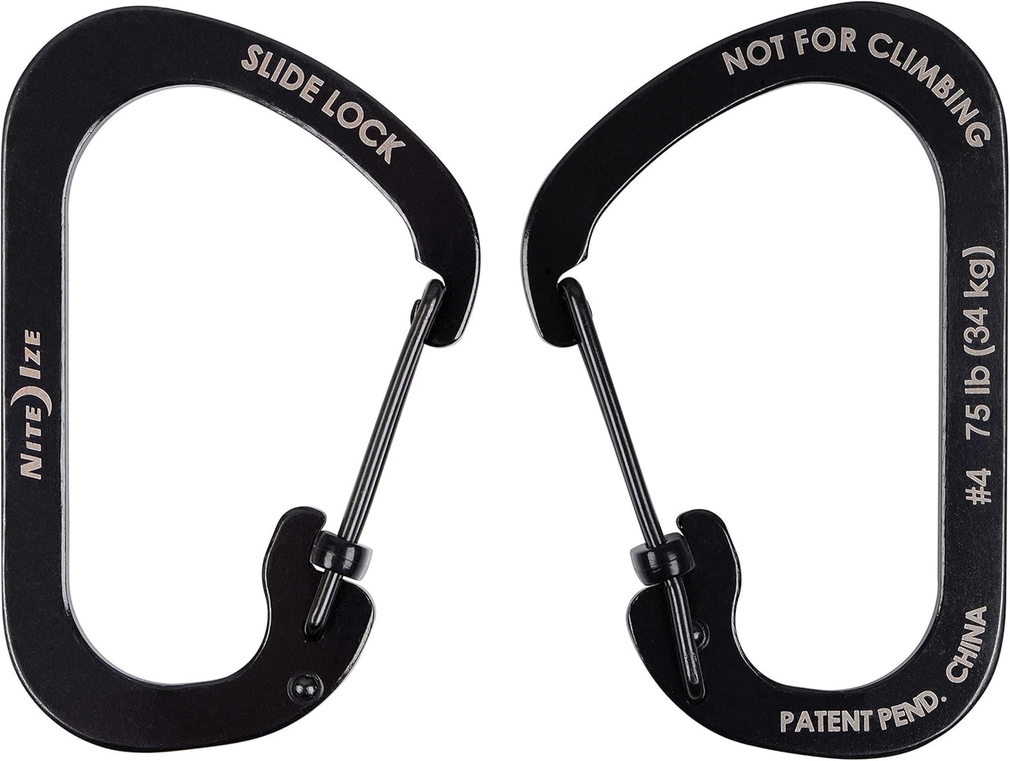 Nite Ize Mosquetón Slidelock® De Acero Inoxidable Negro # 6 USA.