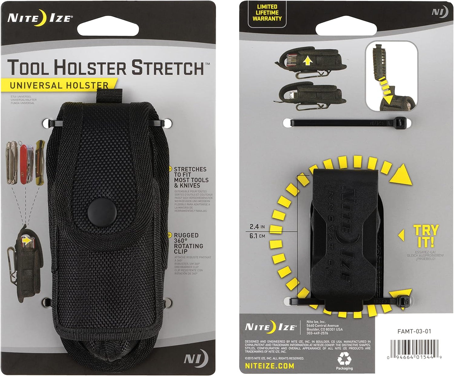 Nite Ize Tool Holster Stretch Universal Holster 360° Black USA.