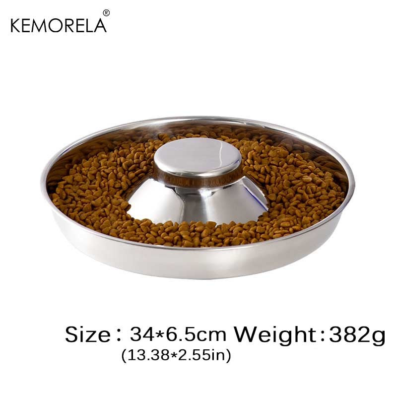 Cuenco alimentador lento de acero inoxidable para perros, plato de alimentación