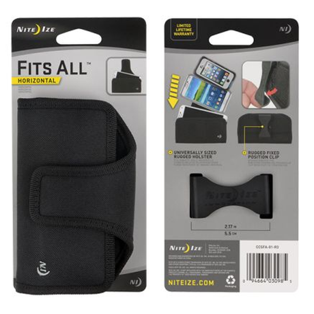 Nite Ize Funda Horizontal Para Celular Fits All Horizontal Negra Hecho en USA.