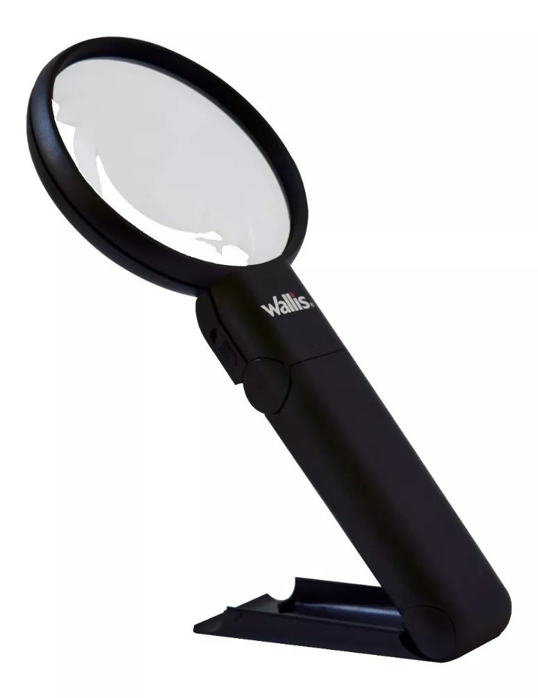 WALLIS Lupa Multi Angulo de 2X 4X, 9.9cm de Diámetro Luz LED Color Negro.