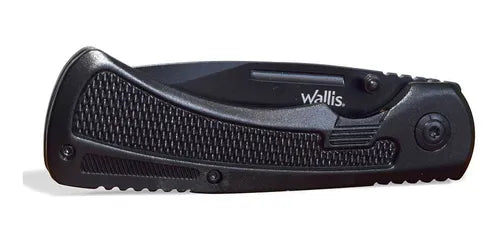 WALLIS Navaja Negra, Hoja Lisa-Sierra De 7.5 cm. Acero Inoxidable en Negro.