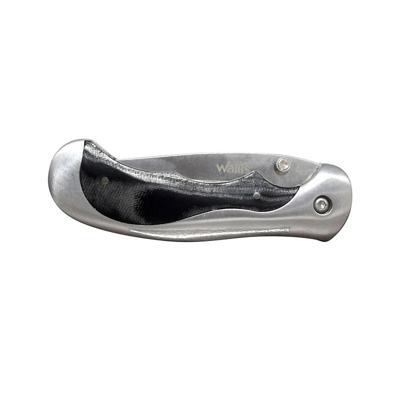 WALLIS Navaja De Bloqueo con Mango Metal Con PVC Negro De 7.5 cm