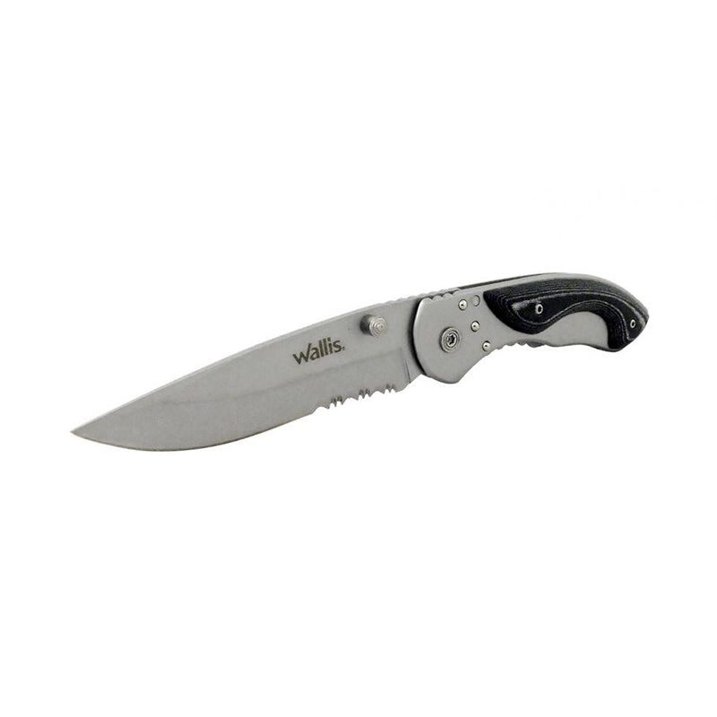WALLIS Navaja de Bloqueo con Mango PVC Negro con Clip Acero Inox de 7.5 Cm