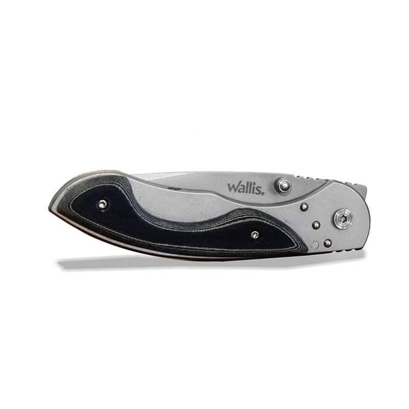 WALLIS Navaja de Bloqueo con Mango PVC Negro con Clip Acero Inox de 7.5 Cm