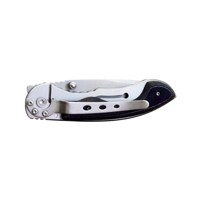 WALLIS Navaja de Bloqueo con Mango PVC Negro con Clip Acero Inox de 7.5 Cm