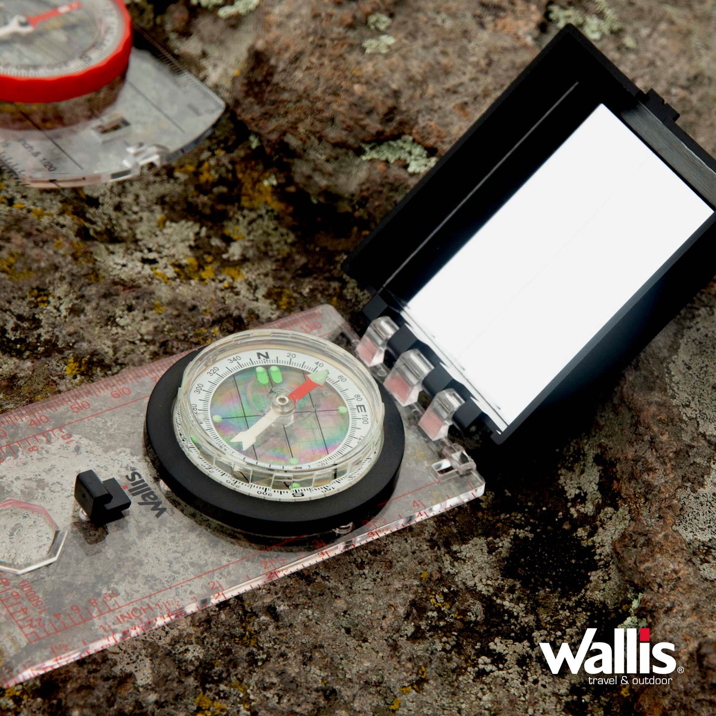 Brújula Profesional Plegable Espejo Y Cordón Colgar WALLIS