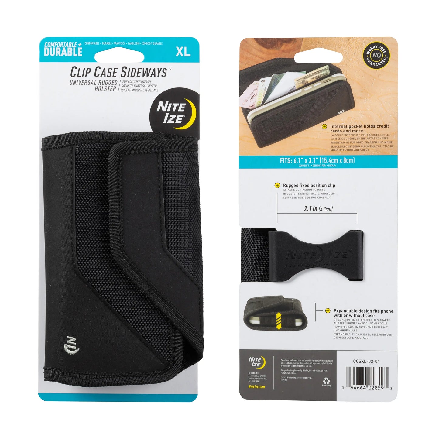Nite Ize Clip Case Sideways Universal Rugged Holsters XL Black USA.