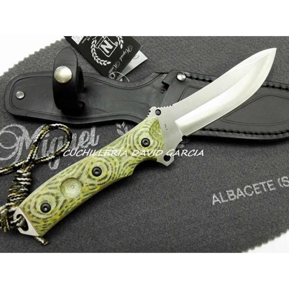 Miguel Nieto Cuchillo Warfare Supervivencia Acero Inoxidable Dureza AN-58 con Funda Piel.