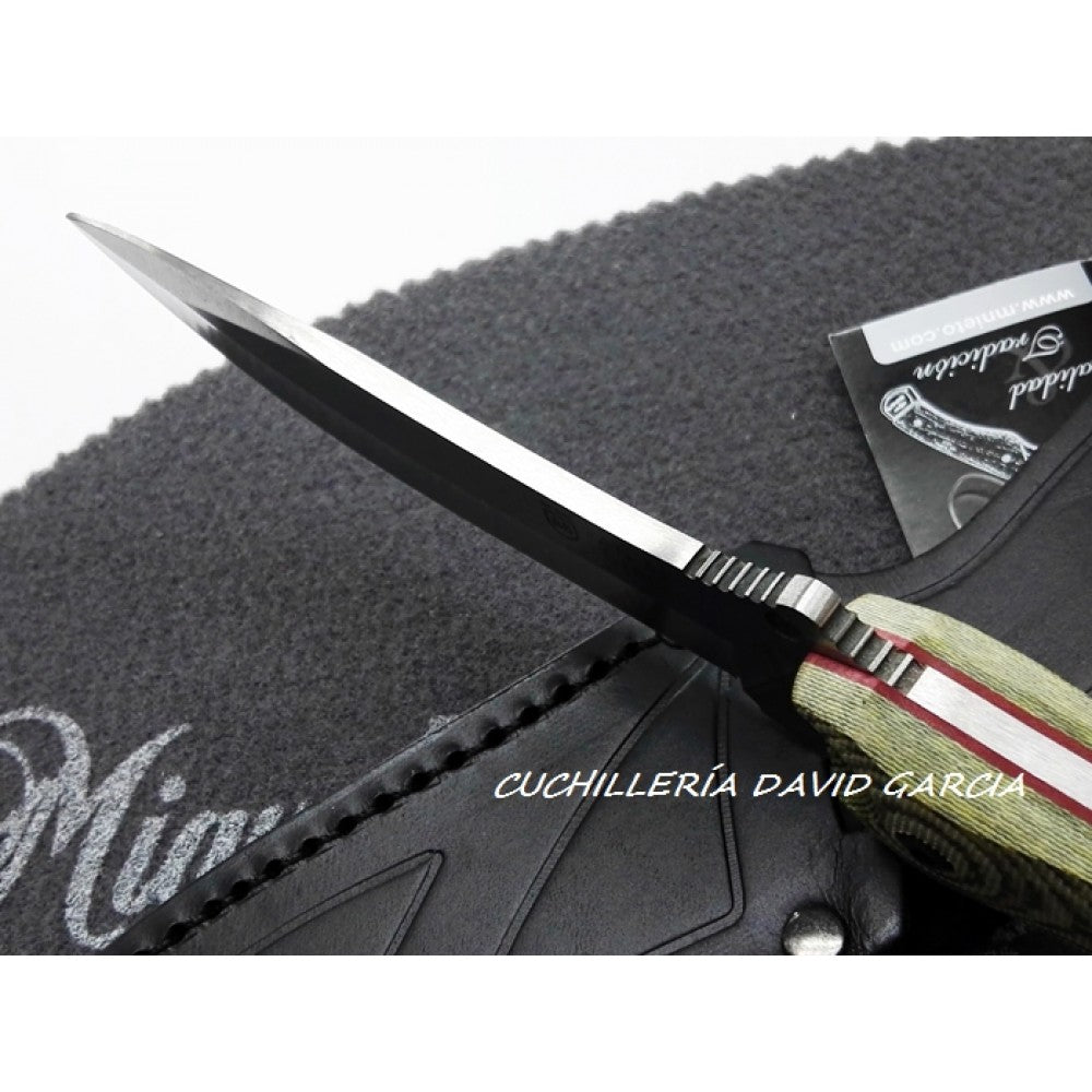 Miguel Nieto Cuchillo Warfare Supervivencia Acero Inoxidable Dureza AN-58 con Funda Piel.