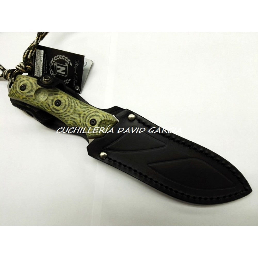 Miguel Nieto Cuchillo Warfare Supervivencia Acero Inoxidable Dureza AN-58 con Funda Piel.