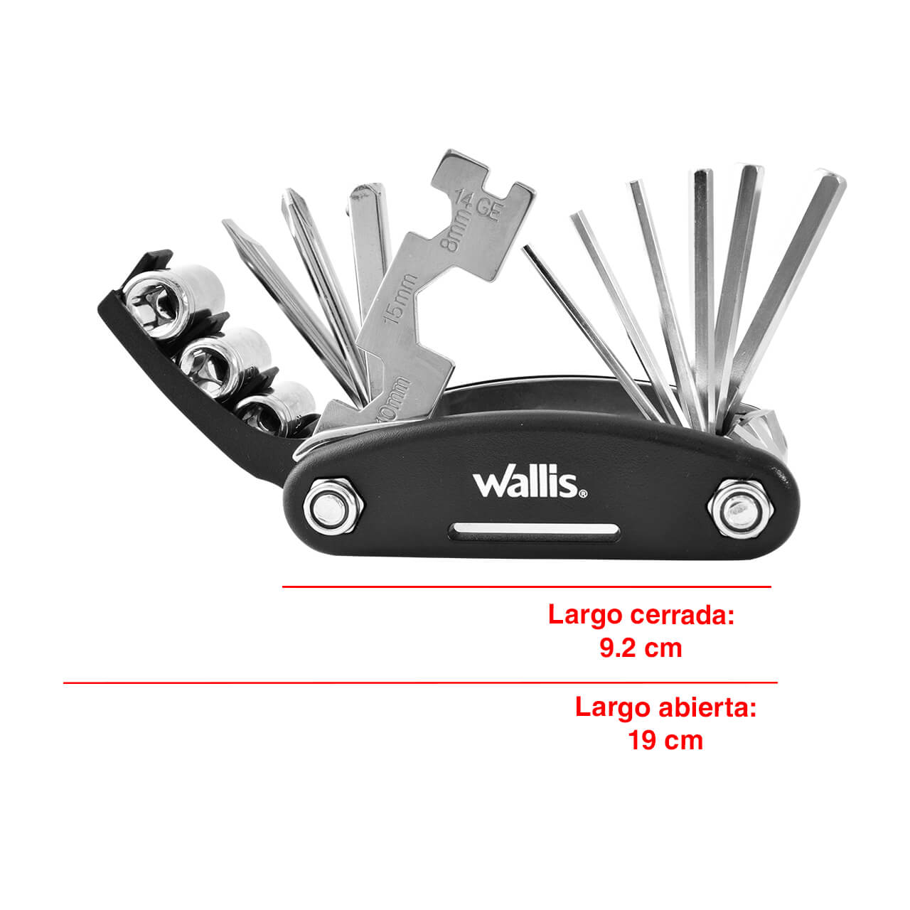 WALLIS Multiherramienta p/Mantenimiento, Acero Inoxidable, Mango Negro.