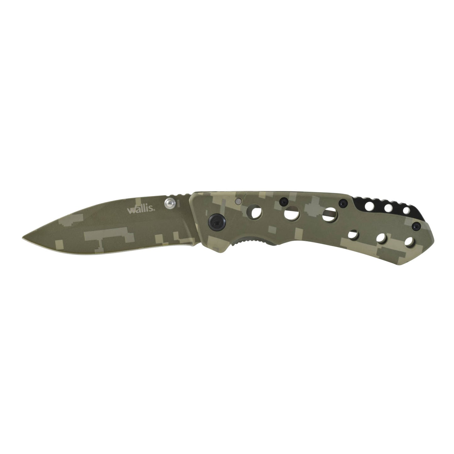 WALLIS Navaja Bloqueo Camuflaje Pixel Verde Acero Inoxidable AN-58