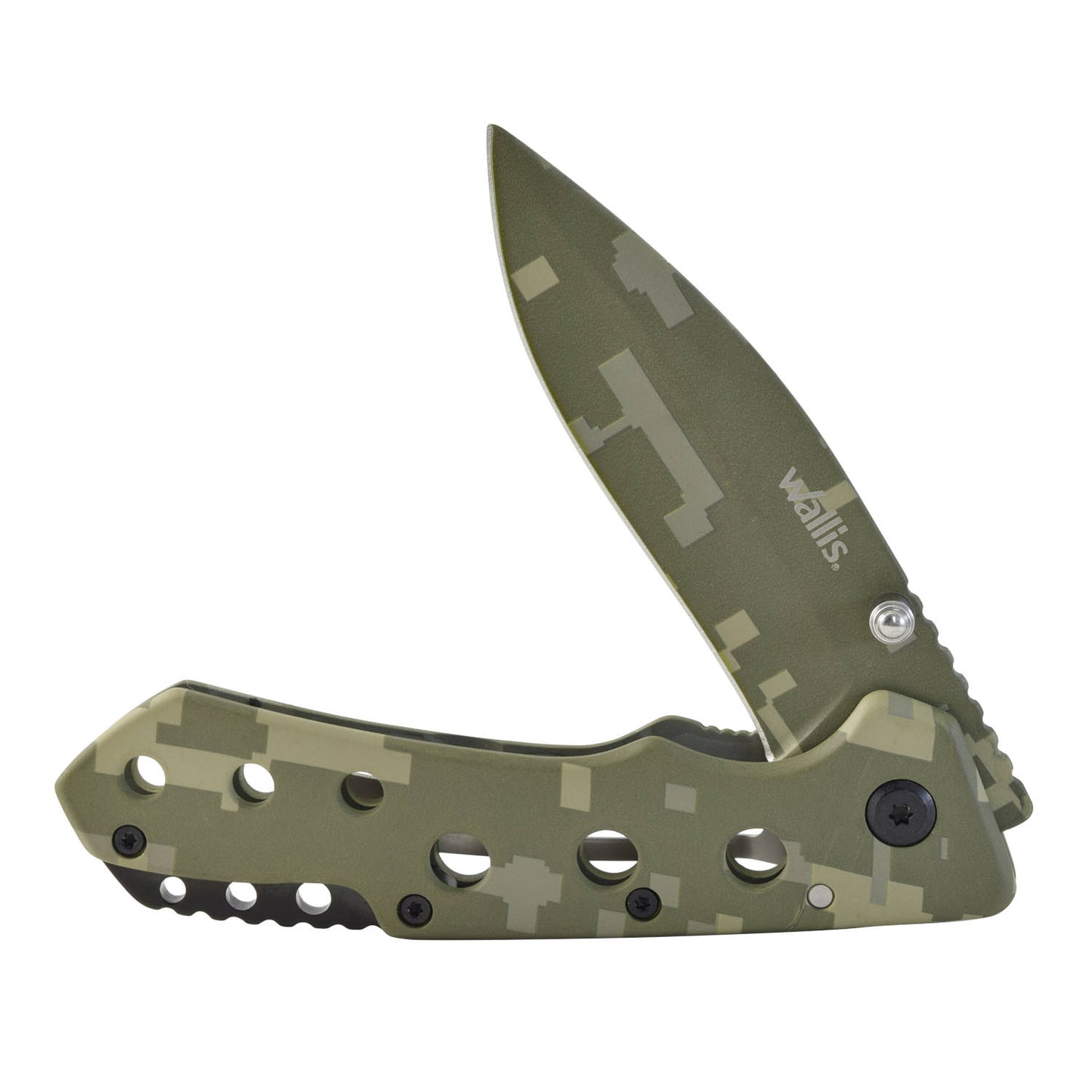 WALLIS Navaja Bloqueo Camuflaje Pixel Verde Acero Inoxidable AN-58