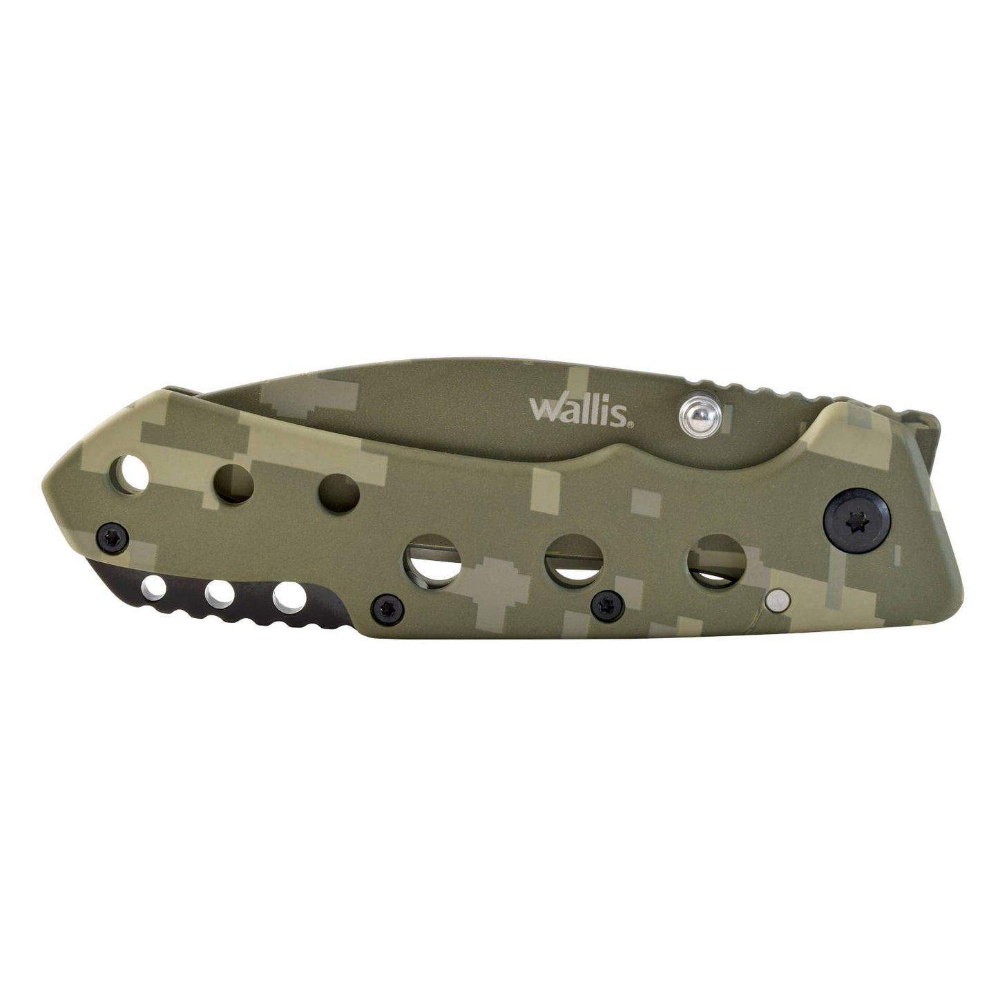 WALLIS Navaja Bloqueo Camuflaje Pixel Verde Acero Inoxidable AN-58
