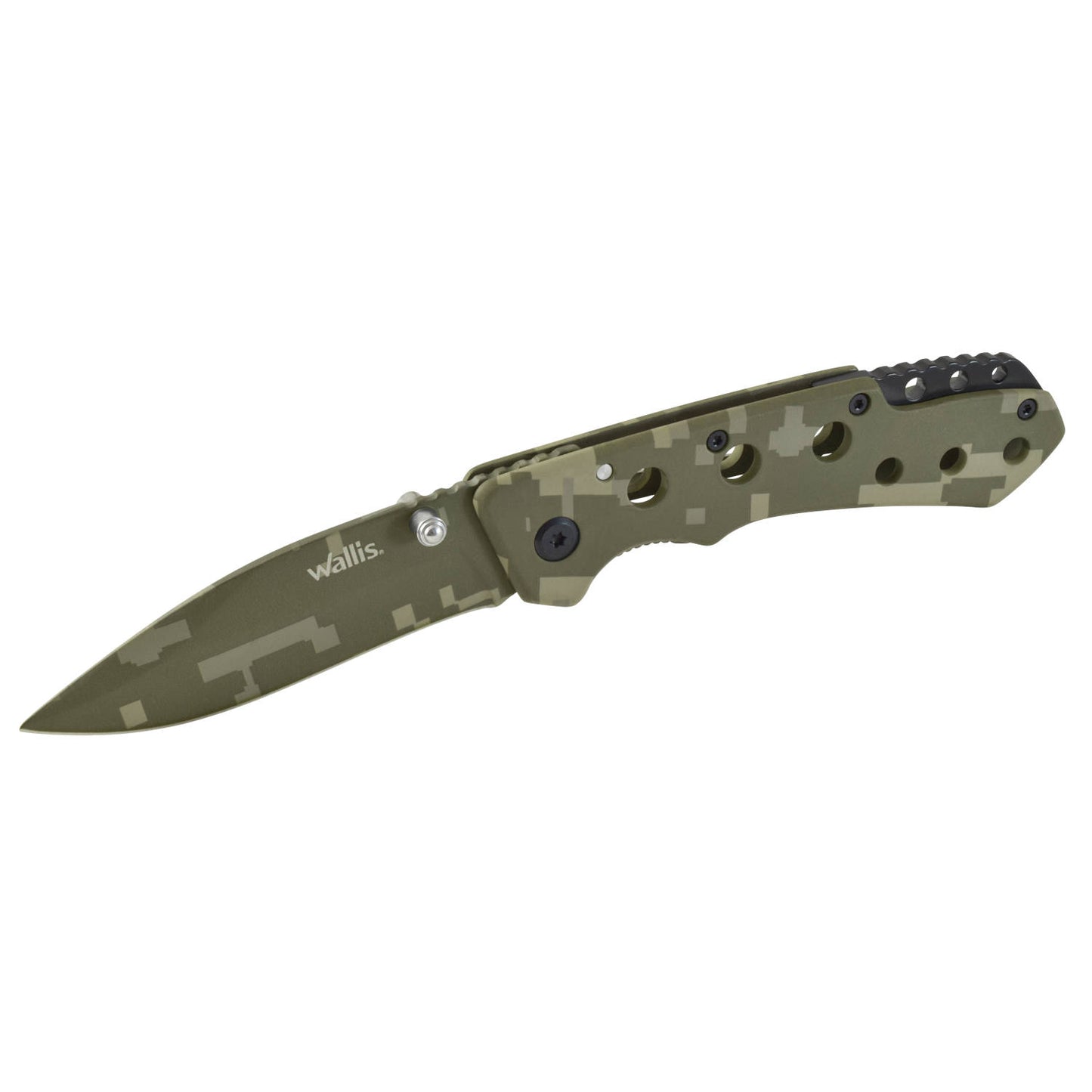 WALLIS Navaja Bloqueo Camuflaje Pixel Verde Acero Inoxidable AN-58