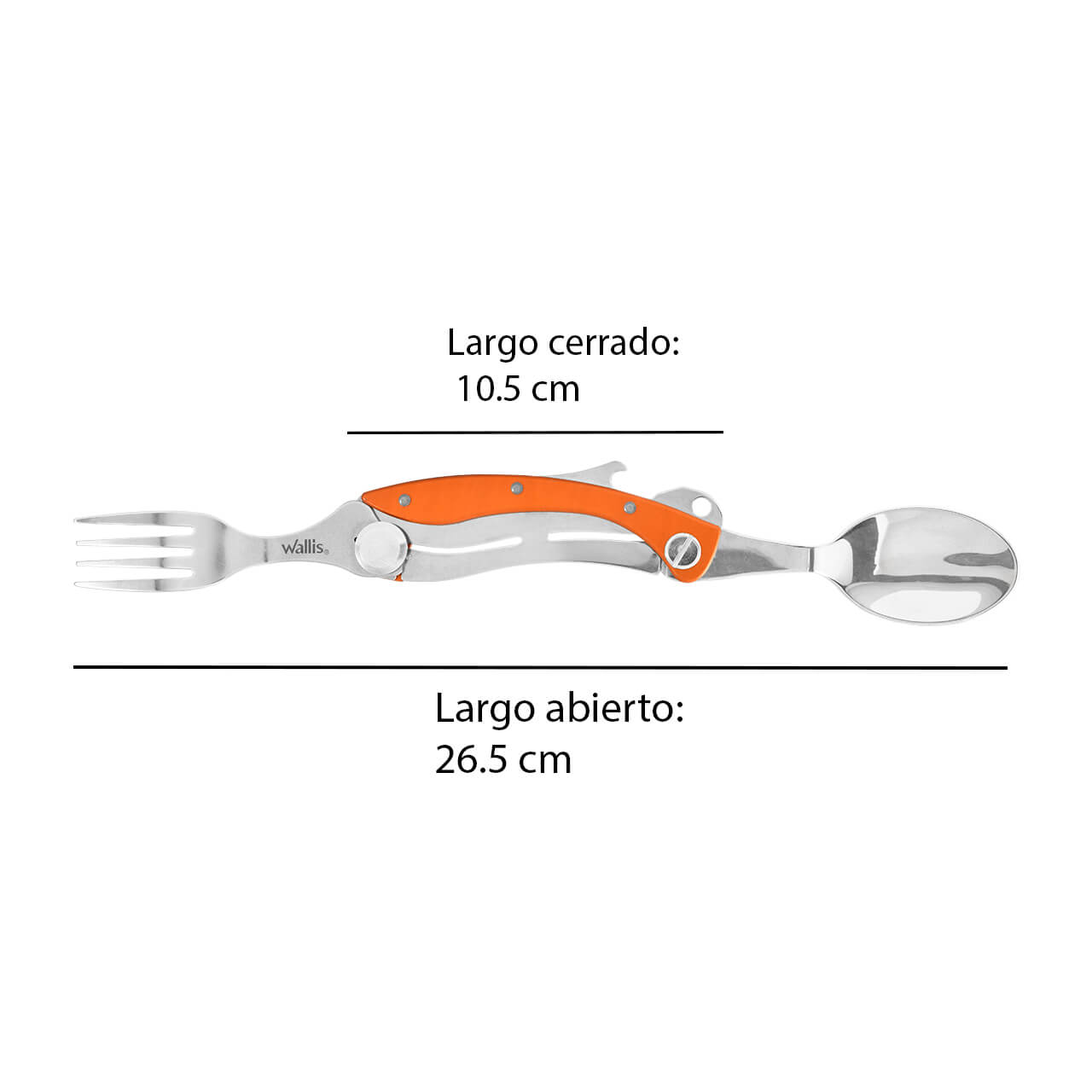 WALLIS Cubierto con 3 Usos no Desprendible con Funda, Mango Aluminio Naranja.