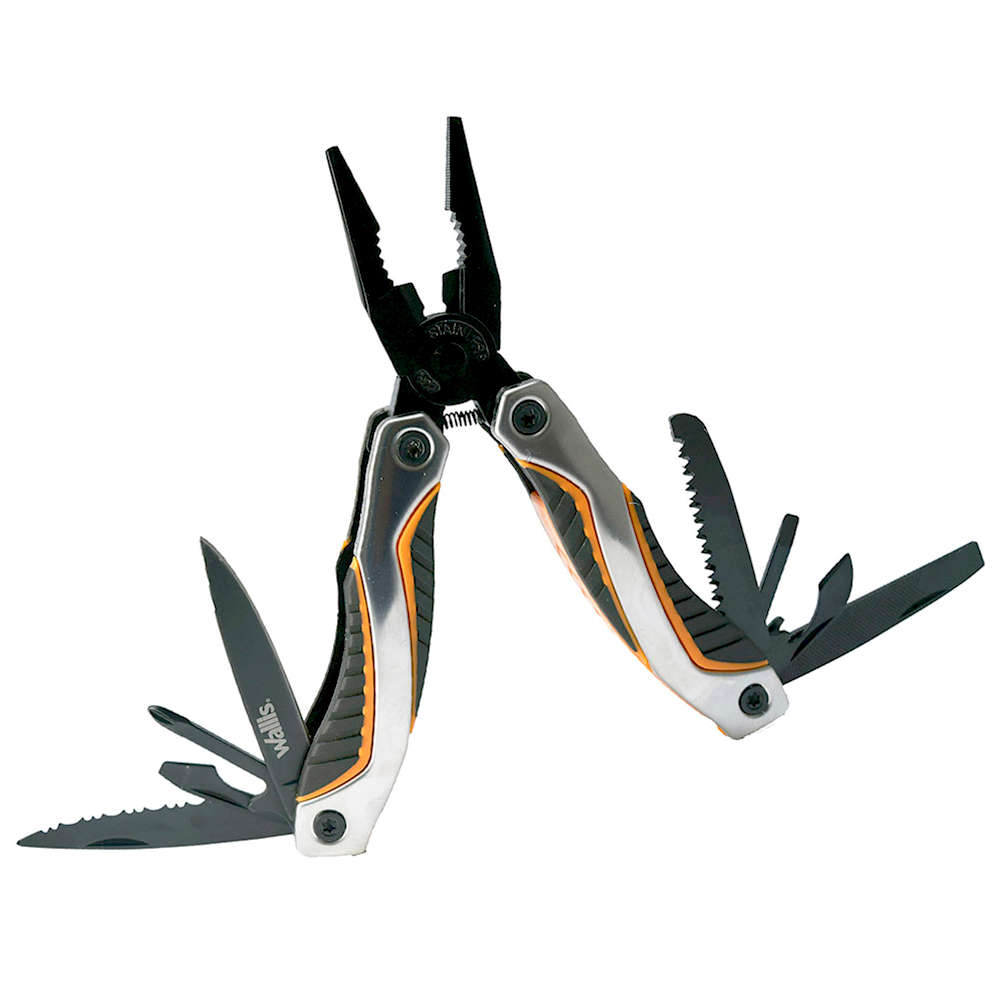WALLIS Multiherramienta 13 Usos, Mango Metal Con PVC Naranja/Negro Acero Inoxidable.