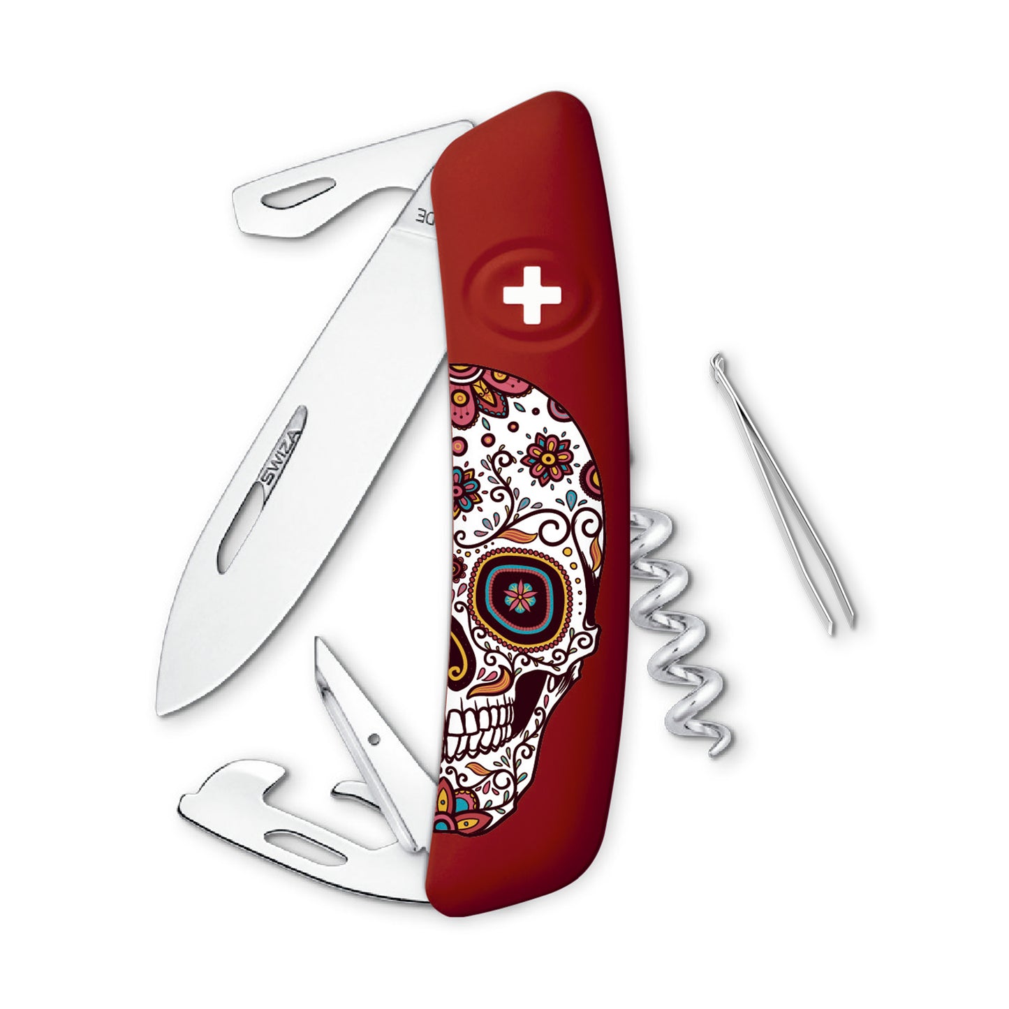 SWIZA Edición Especial MEXICAN SKULL Standard D03, 11 - Usos Rojo Hecho en Suiza.