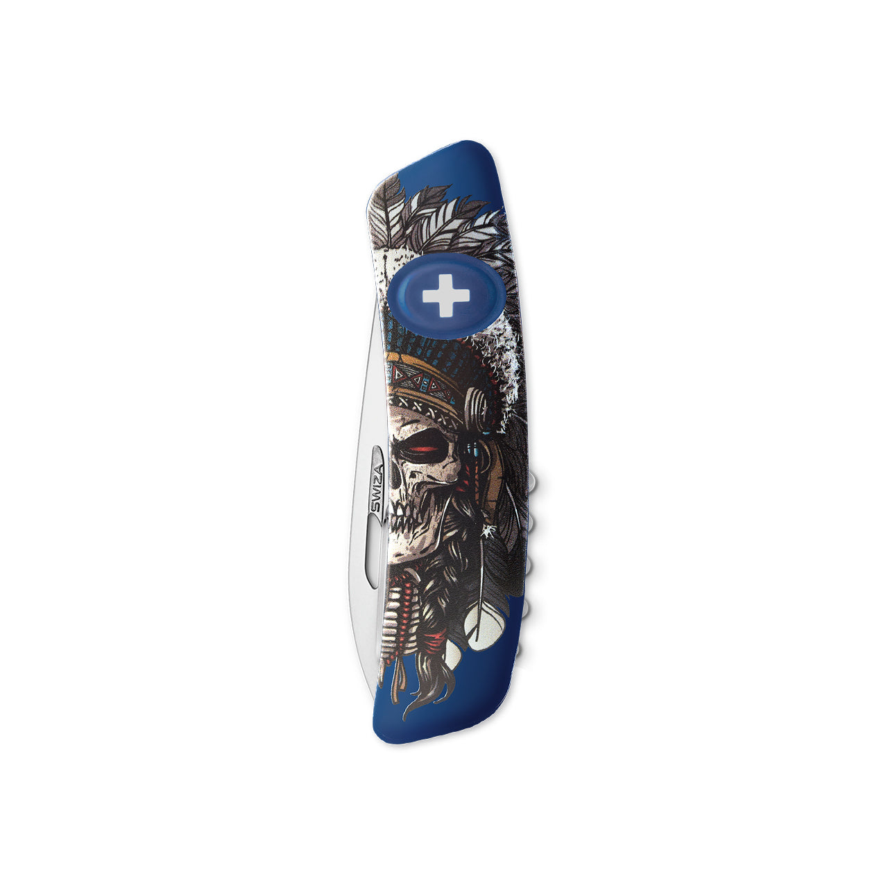 SWIZA Edicion Especial Indian Skull Standard D03, 11 - Usos Azul Hecho en Suiza.