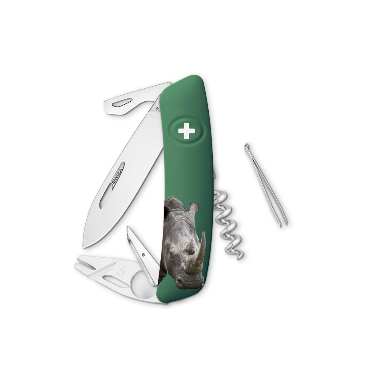 SWIZA RINOCERONTE Vida Salvaje Standard TT03, 11 - Usos Verde Hecho en Suiza.
