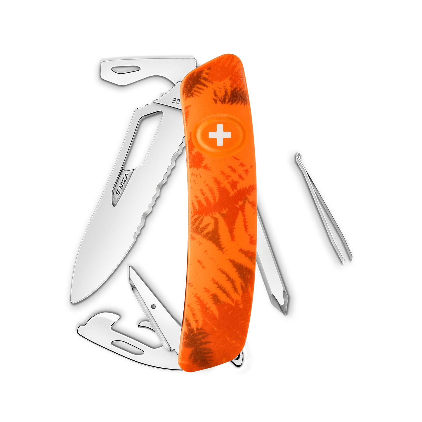 Swiza Single Hand Sh04 Tr 12-Funciones, Camo Hojas Naranja Made in Suiza