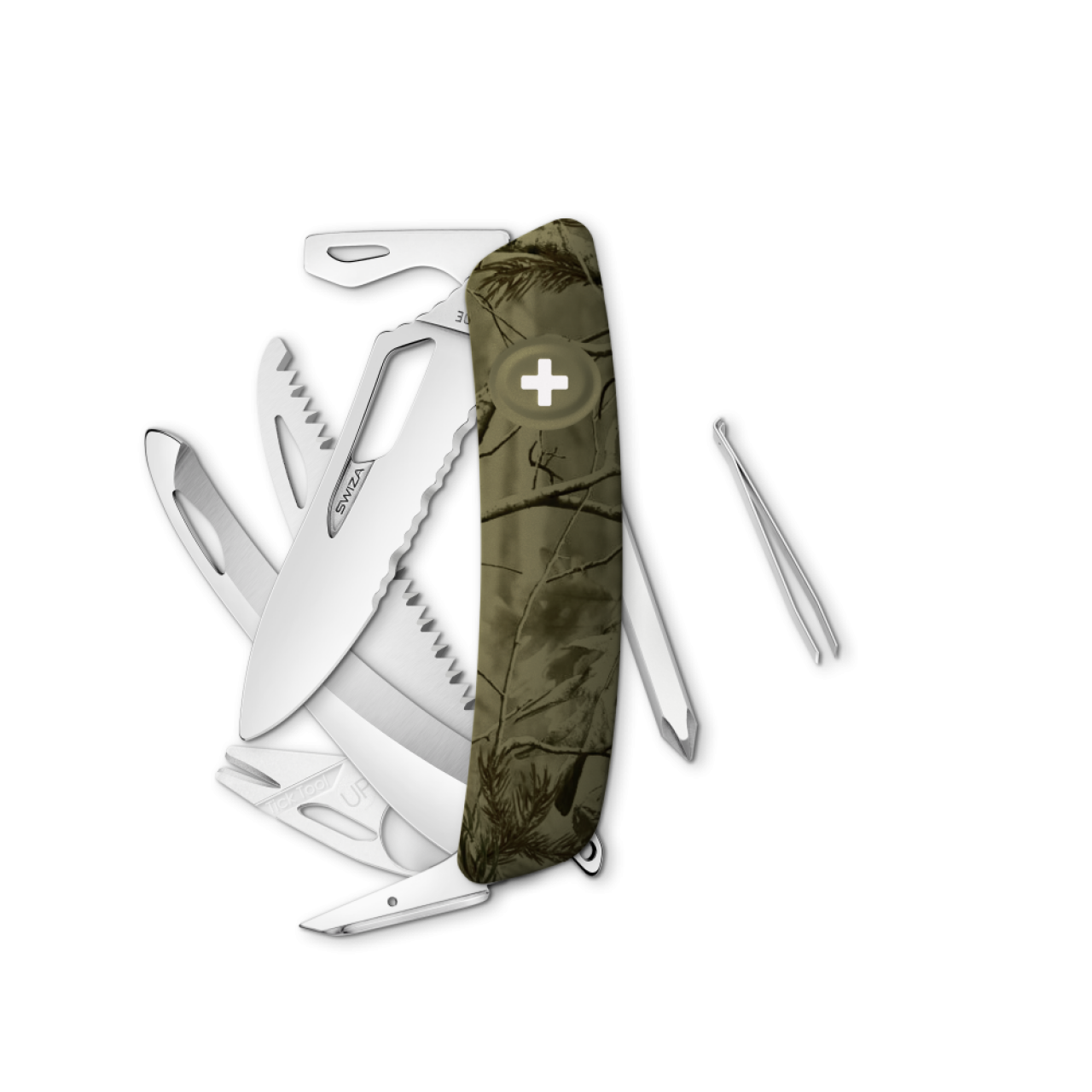 Swiza Hunter + Saw SH10 TR-Hutt, 14 - Funciones Verde Camo Hecho en Suiza.