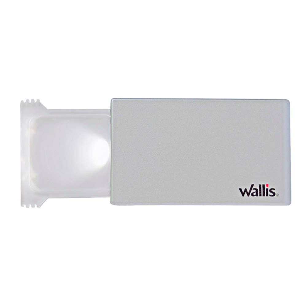WALLIS Lupa Tarjeta de Bolsillo de 2X de 4x4.5cm con Luz LED Color Plata.