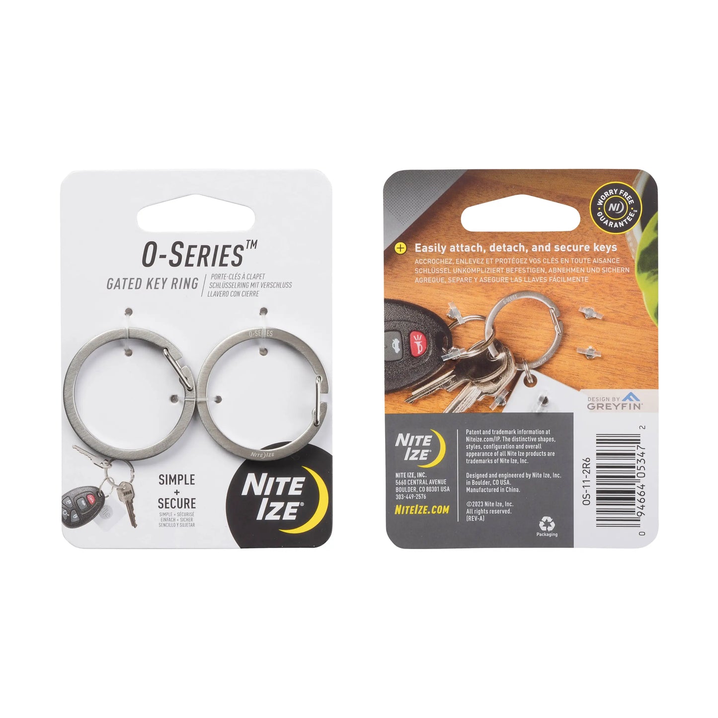 Nite Ize O-series Gated Key Ring 2pz Stainlees Steel USA