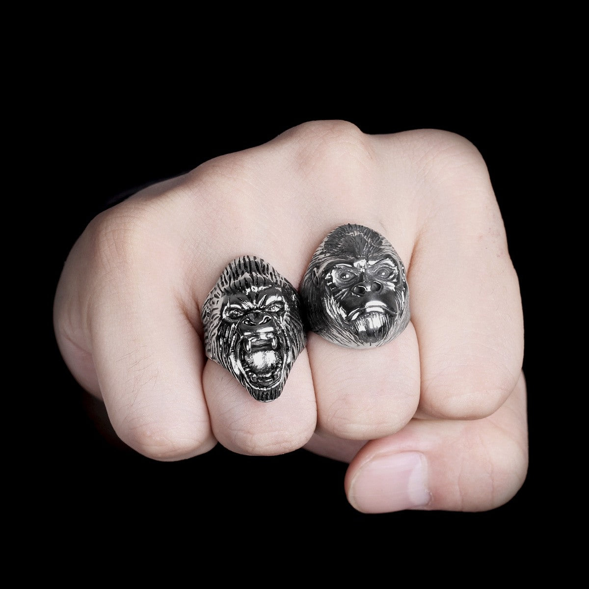 Anillos de acero inoxidable para hombre, gorila, mono, Punk, Hip Hop, personalid