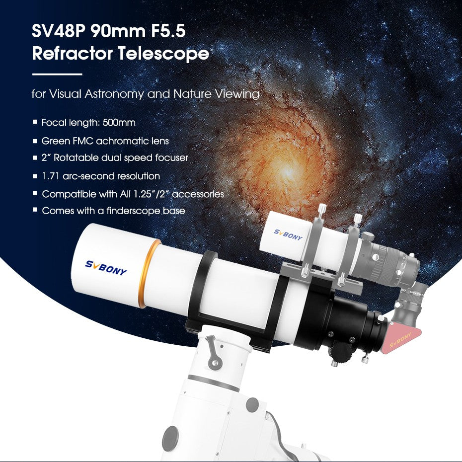 Telescopio Astronómico Svbony SV48P con Apertura de 102mm/90mm, Enfocador de Dob