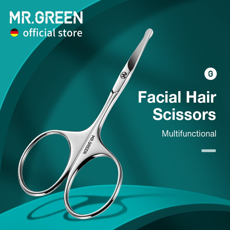 MR.GREEN-Tijeras para el vello facial, profesionales redondeadas, de acero inoxi