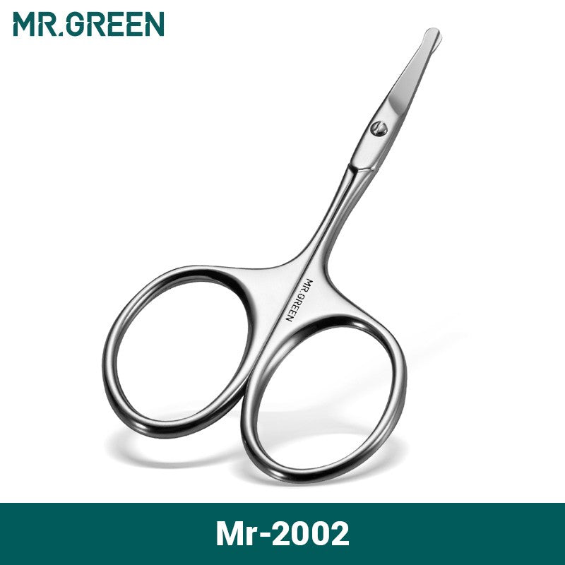 MR.GREEN-Tijeras para el vello facial, profesionales redondeadas, de acero inoxi