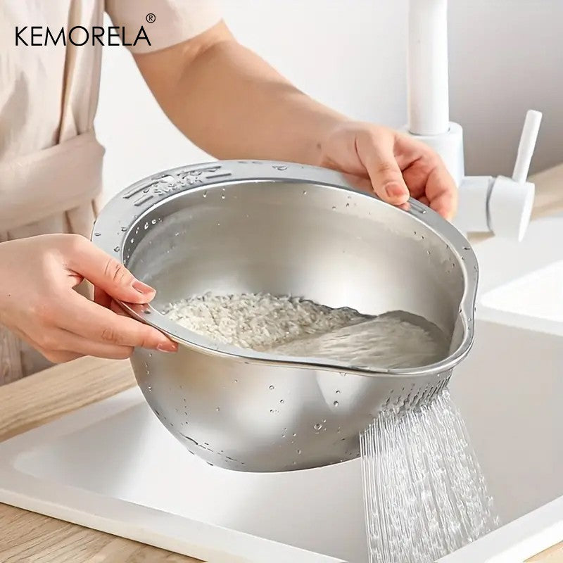 Cuenco colador para lavadora de arroz, cuenco para lavado de arroz de acero inox