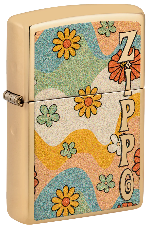 Zippo Retro Flower Power Latón Pulido Brillante 100% U S A
