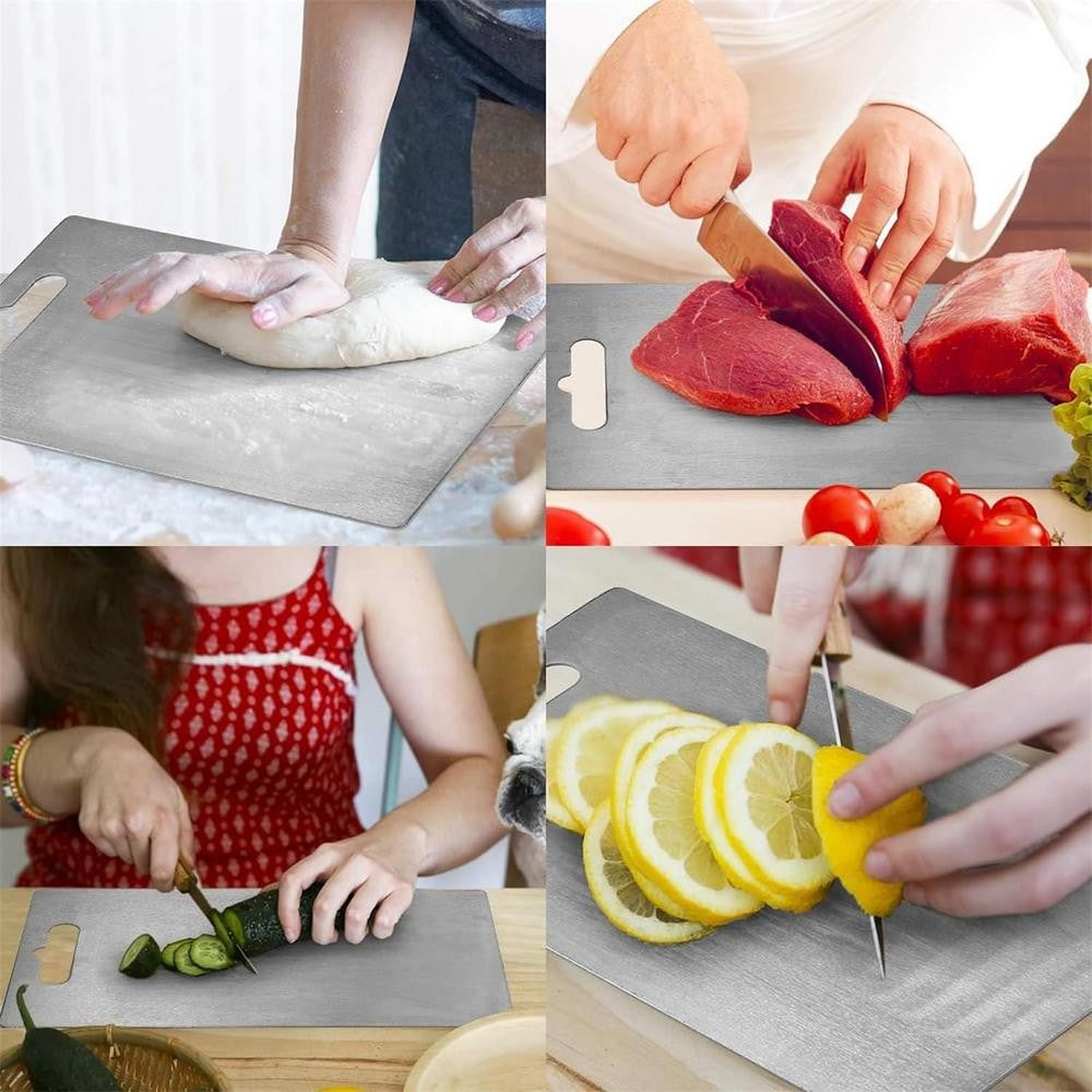 Tablas de cortar de titanio para cocina, tabla de acero inoxidable 304, doble ca
