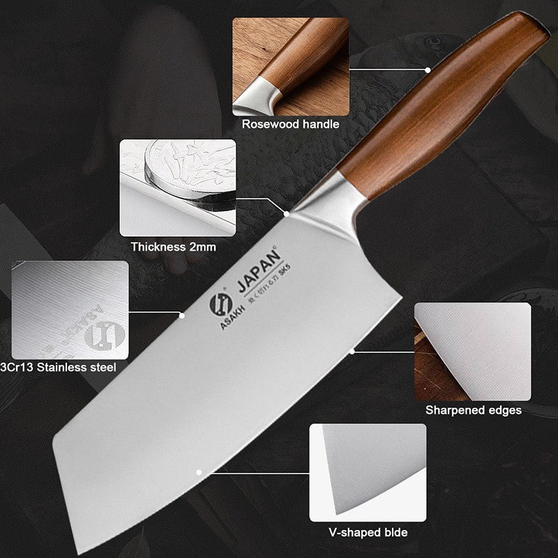 Juego de cuchillos de cocina de acero inoxidable, cuchillo para cortar carne, pe