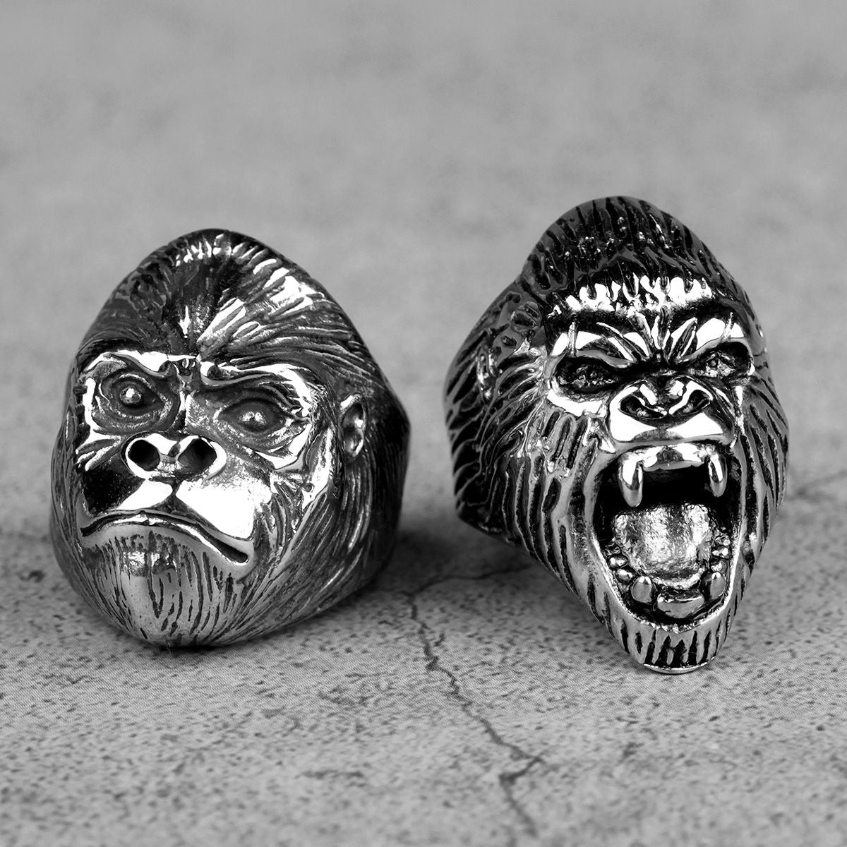 Anillos de acero inoxidable para hombre, gorila, mono, Punk, Hip Hop, personalid