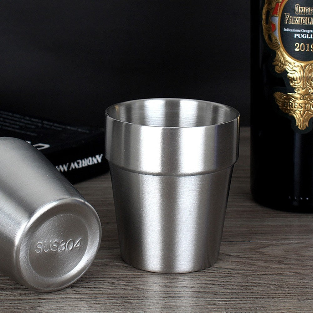 Tazas para beber de Metal de acero inoxidable 304, 4 Uds., tazas de café, doble
